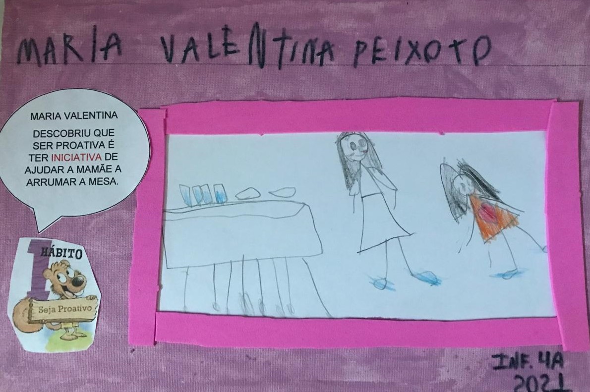 MARIA VALENTINA PEIXOTO TEIXEIRA - MARIA VALENTINA DESCOBRIU QUE SER PROATIVA É TER INICIATIVA DE AJUDAR A MAMÃE A ARRUMAR A MESA.